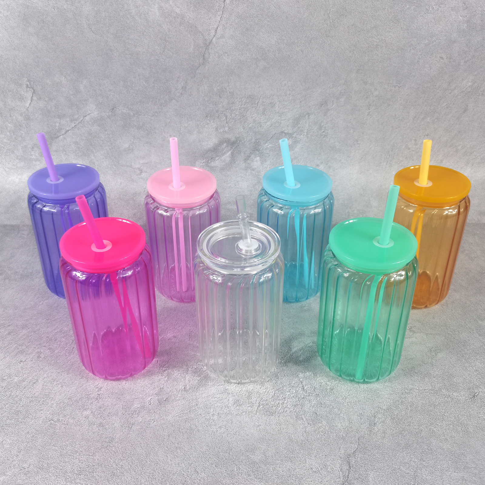 Wealthysub China warehouse sublimation 16oz Jelly Striped Glass Cup