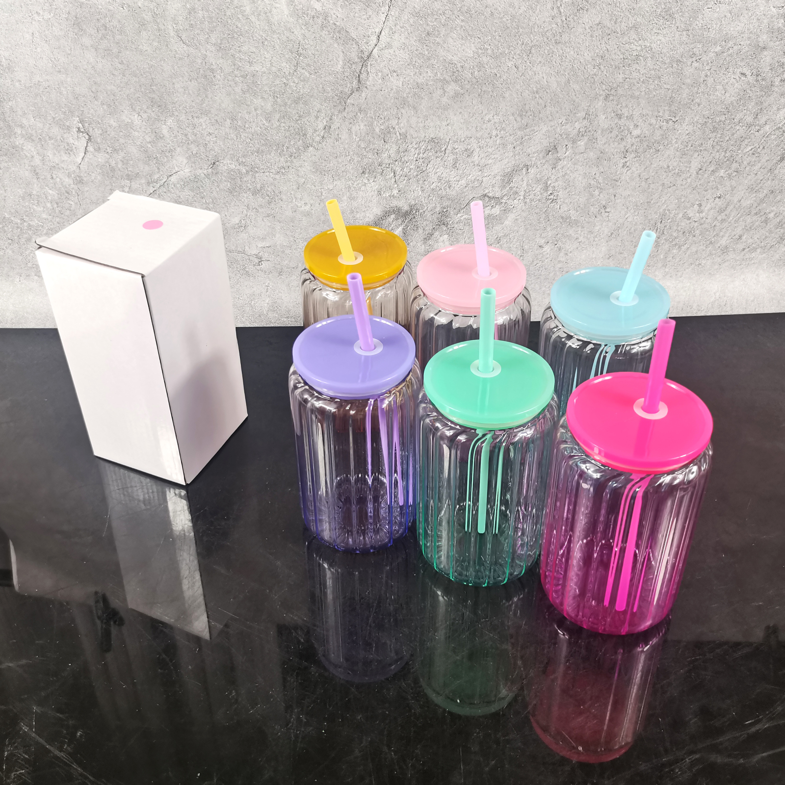 Wealthysub, Китай, сублимационная стеклянная чашка с градиентным желе и полосками, 16 унций