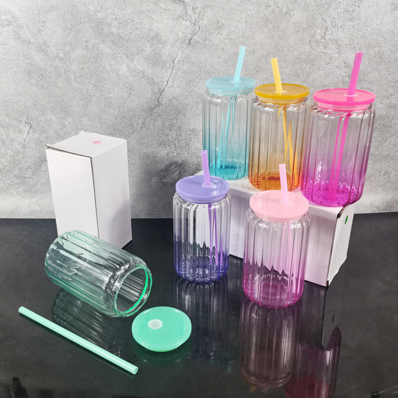 Wealthysub, Китай, сублимационная стеклянная чашка с градиентным желе и полосками, 16 унций