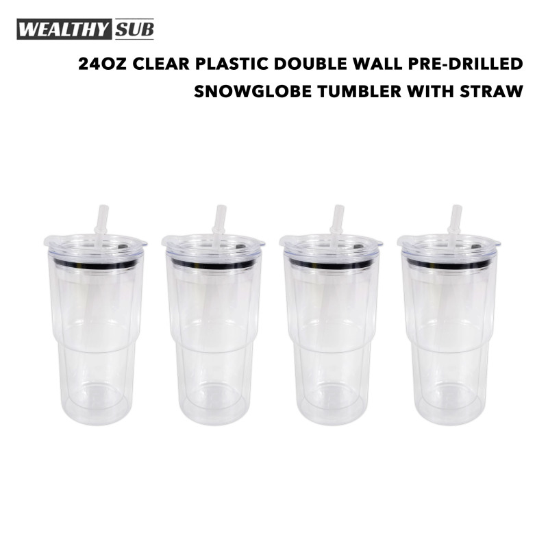 Wealthysub склад в Китае 24 унции прозрачный акриловый пластик предварительно просверленный снежный шар