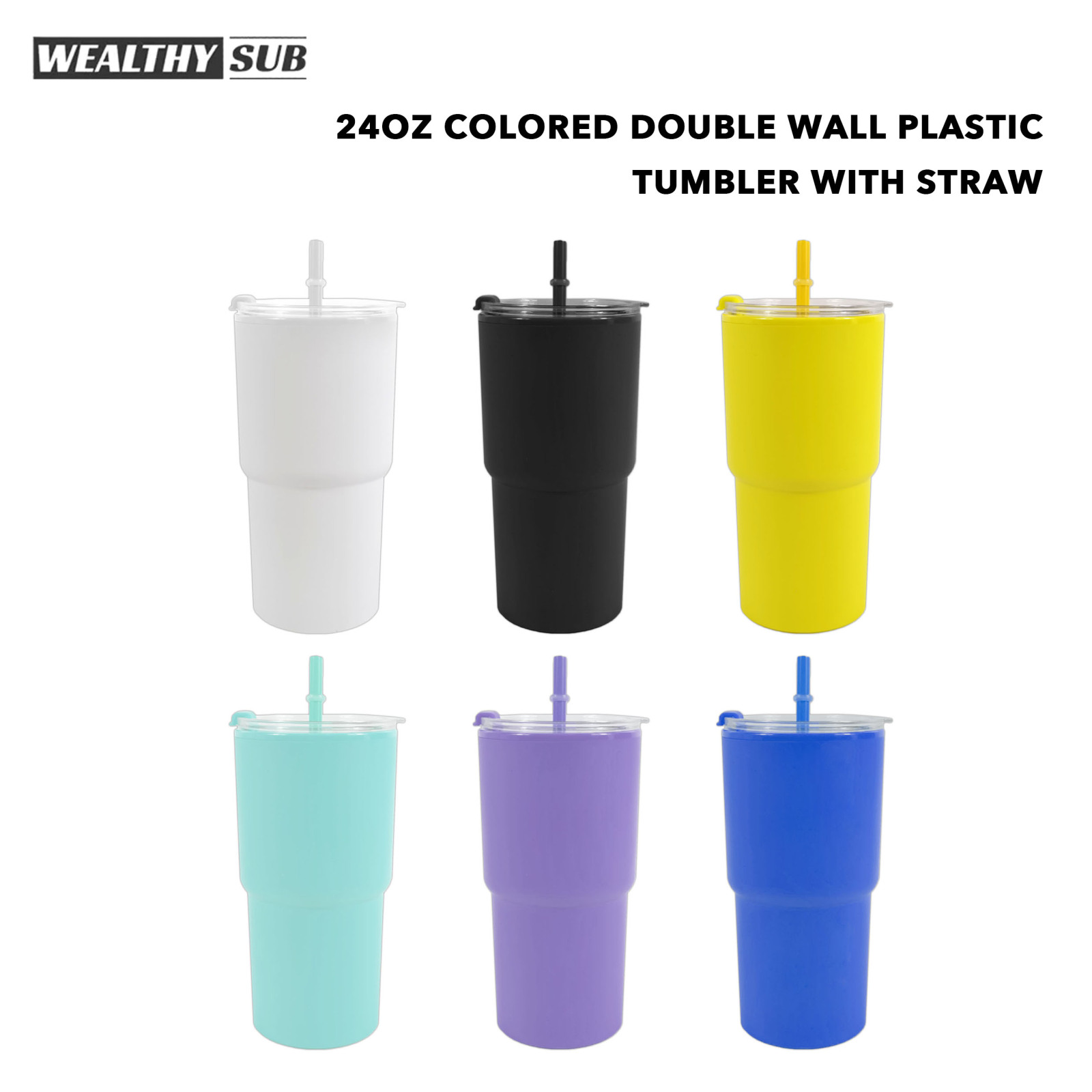 Wealthysub China warehouse 24oz Color Matte Acrylic Plastic Cups