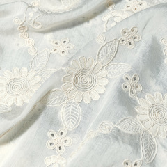 100%cotton voile ground sunflower small openwork cord embroidery lace fabric