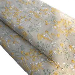 Multicolour full blossom LINEN-RAMIE GROUND ,POLYESTER Multicolour EMB THREADS pattern-PASTORALE style embroidery lace fabric-B16368