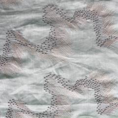 100%Ramie ground ,two-tone emb threads pattern-PASTORALE style embroidery lace fabric-B85001