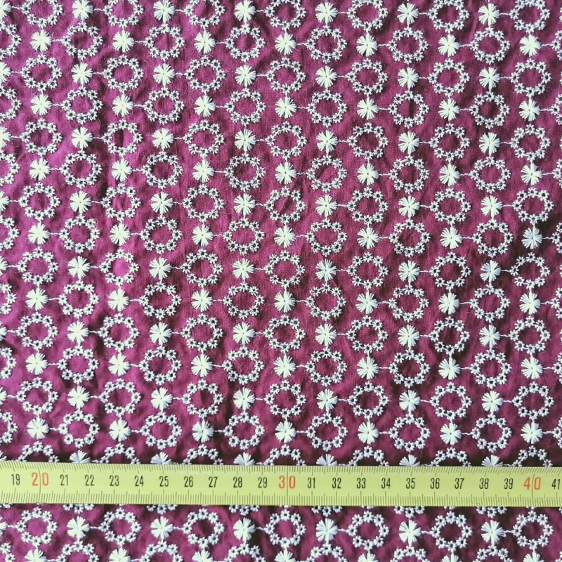 Multicolour 100%cotton voile colorful small openwork embroidery lace fabric-B16046