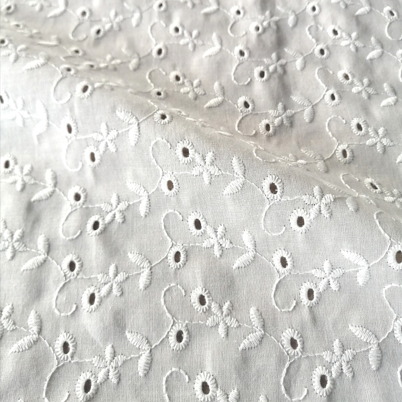 Natural white Best sale Japan Market 100%cotton voile floral samllwork embroidery lace fabric-B16047