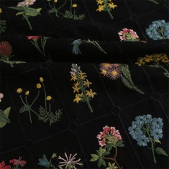 Multicolour full blossom COTTON SQUARED GROUND ,POLYESTER Multicolour EMB THREADS pattern-PASTORALE style embroidery lace fabric-B16371