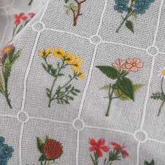 Multicolour full blossom COTTON SQUARED GROUND ,POLYESTER Multicolour EMB THREADS pattern-PASTORALE style embroidery lace fabric-B16371