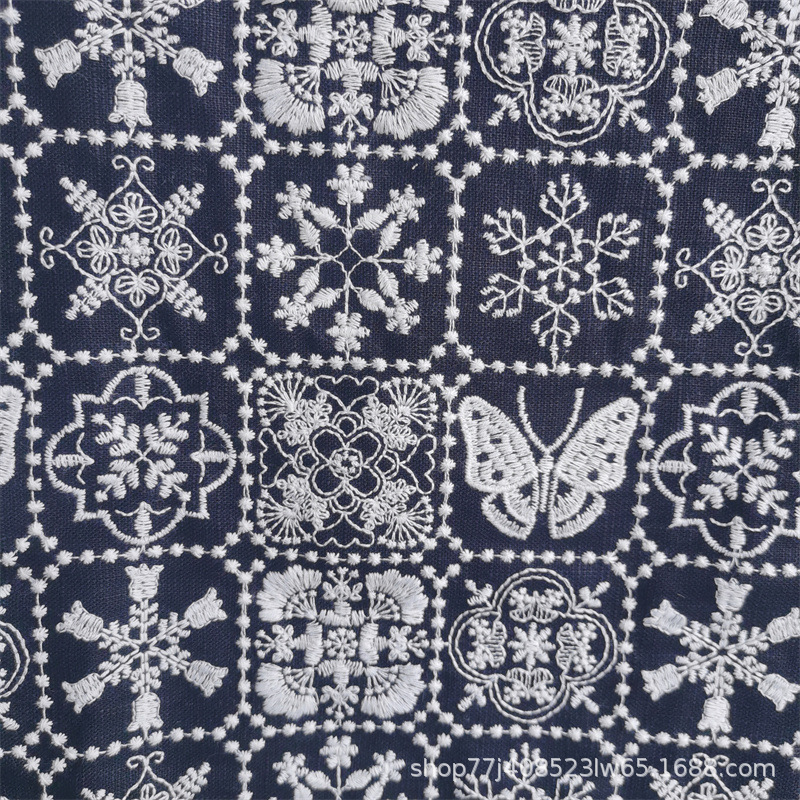 LINEN-COTTON GROUND ,COTTON NATURAL IVORY EMB THREADS pattern-PASTORALE style embroidery lace fabric-B16367