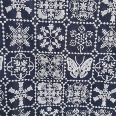 LINEN-COTTON GROUND ,COTTON NATURAL IVORY EMB THREADS pattern-PASTORALE style embroidery lace fabric-B16367