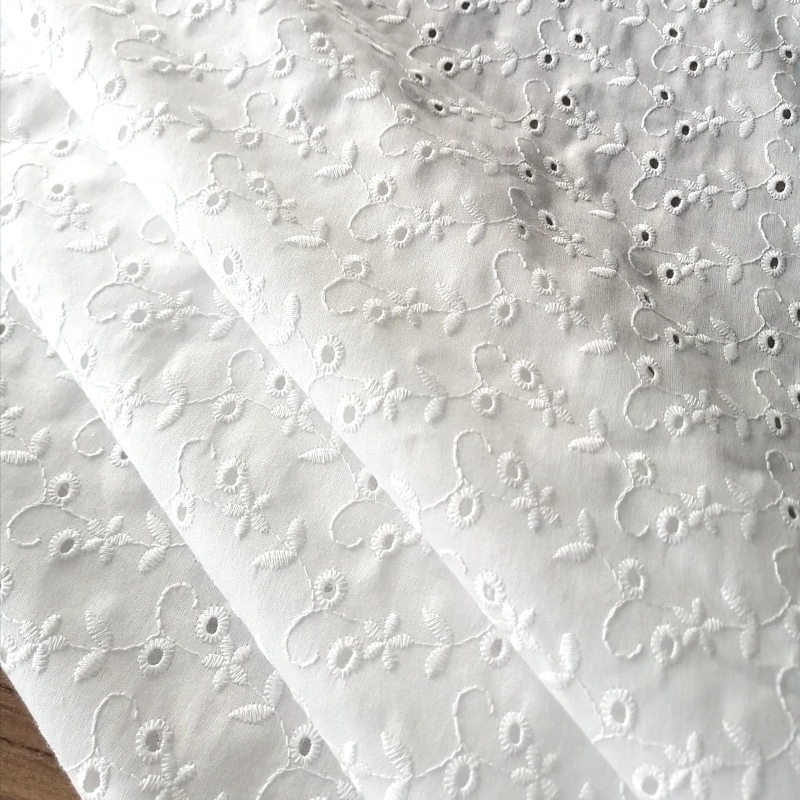 Natural white Best sale Japan Market 100%cotton voile floral samllwork embroidery lace fabric-B16047