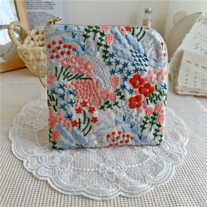 Multicolour full blossom LINEN-COTTON GROUND ,POLYESTER Multicolour EMB THREADS pattern-PASTORALE style embroidery lace fabric-B16369
