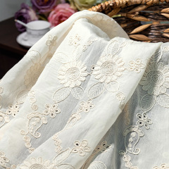 100%cotton voile ground sunflower small openwork cord embroidery lace fabric