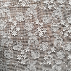 French Wedding NET/MESH GROUND 3D Flower Embroidery Guipure Lace Fabric 100% Polyester -B45323