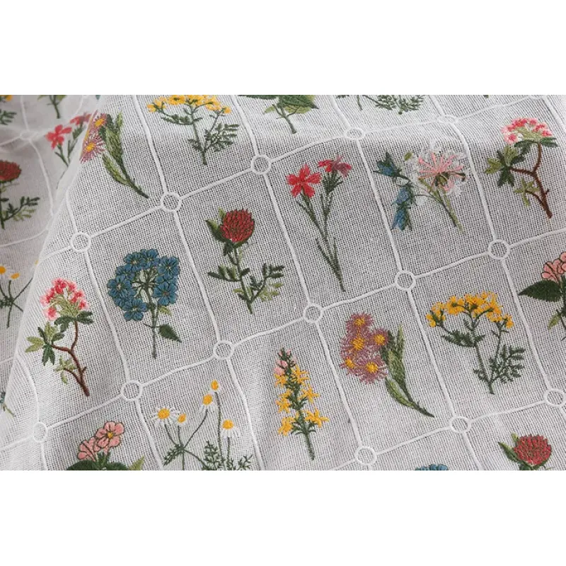 Multicolour full blossom COTTON SQUARED GROUND ,POLYESTER Multicolour EMB THREADS pattern-PASTORALE style embroidery lace fabric-B16371