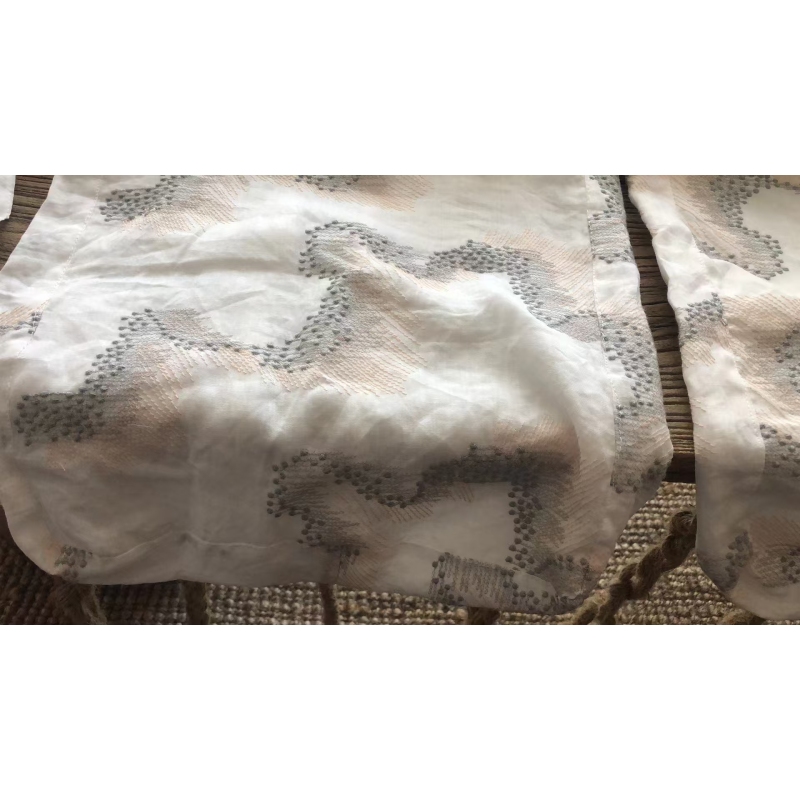 100%Ramie ground ,two-tone emb threads pattern-PASTORALE style embroidery lace fabric-B85001