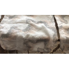 100%Ramie ground ,two-tone emb threads pattern-PASTORALE style embroidery lace fabric-B85001