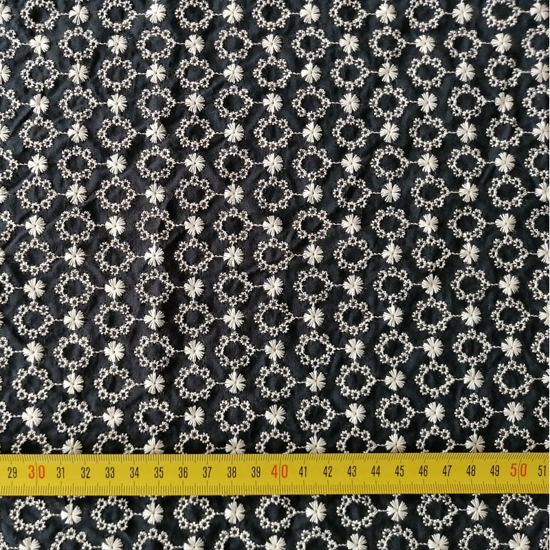 Multicolour 100%cotton voile colorful small openwork embroidery lace fabric-B16046