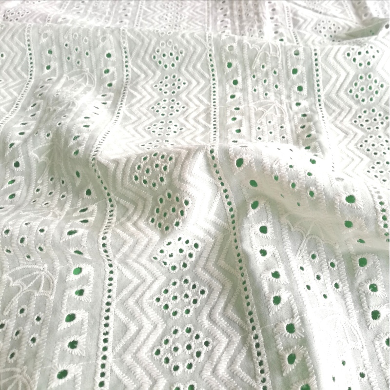 Natural white for  hot sale 100% cotton voile stripe embroidery fabric-B15853-1