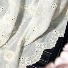 100%cotton voile ground sunflower small openwork cord embroidery lace fabric