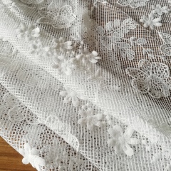 French Wedding NET/MESH GROUND 3D Flower Embroidery Guipure Lace Fabric 100% Polyester -B45323