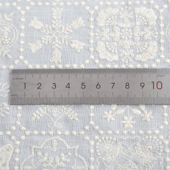 LINEN-COTTON GROUND ,COTTON NATURAL IVORY EMB THREADS pattern-PASTORALE style embroidery lace fabric-B16367