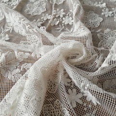 French Wedding NET/MESH GROUND 3D Flower Embroidery Guipure Lace Fabric 100% Polyester -B45323