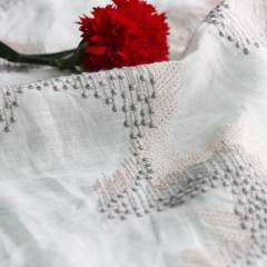 100%Ramie ground ,two-tone emb threads pattern-PASTORALE style embroidery lace fabric-B85001