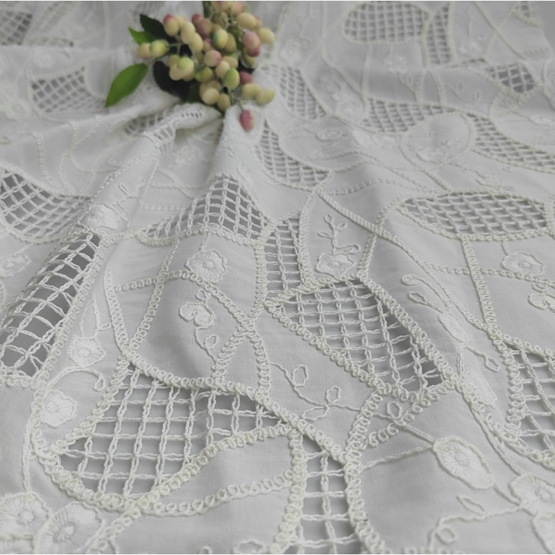 LASER cut eyelet crochet Luxuriant hollow hook embroidery lace fabric 100%cotton
