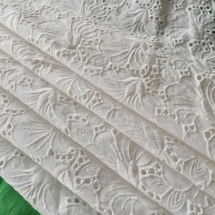 English-Beauty Lily floral design 100%cotton embroidered eyelet fabric