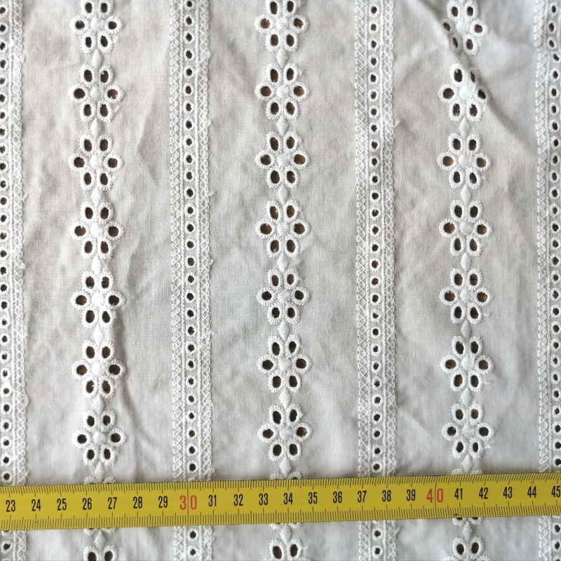 English-white cotton voile eyelet embroidery lace fabric