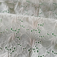 English-Beauty Lily floral design 100%cotton embroidered eyelet fabric