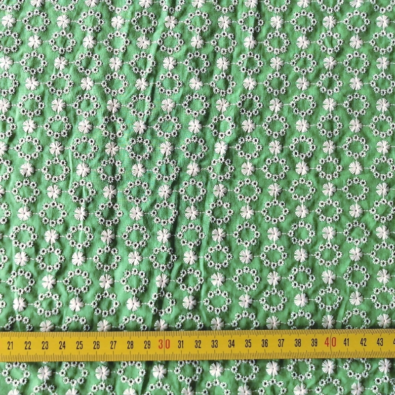 Multicolour 100%cotton voile colorful small openwork embroidery lace fabric-B16046