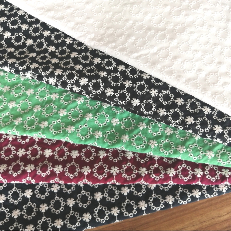Multicolour 100%cotton voile colorful small openwork embroidery lace fabric-B16046