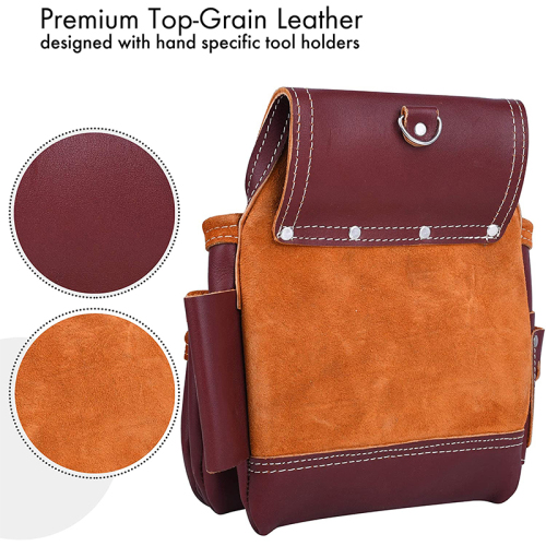 Customized Multifunction Heavy Duty PU Leather Plumbers Waterproof Workforce Waist With Belt Tool Bag