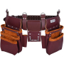Customized Multifunction Heavy Duty PU Leather Plumbers Waterproof Workforce Waist With Belt Tool Bag