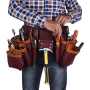 Customized Multifunction Heavy Duty PU Leather Plumbers Waterproof Workforce Waist With Belt Tool Bag