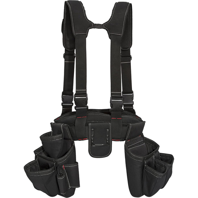 Leathered Waterproof Polyester Hardware Electrical Tool Belts with Suspenders