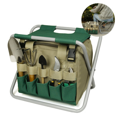 Collapsible Gardening Organizer Convenient Ladies Garden Folding Chairs Tools Set Bag With Buckle