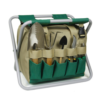 Collapsible Gardening Organizer Convenient Ladies Garden Folding Chairs Tools Set Bag With Buckle