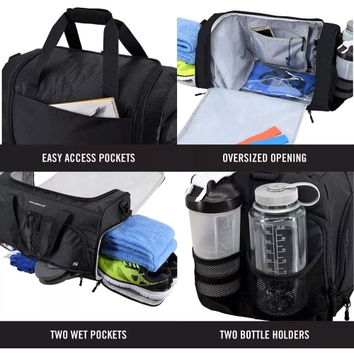 Logo Custom Travel Bag Waterproof Folding Duffle Bag Outdoor Crossbody Sport Gym Bag With Shoe Compartment