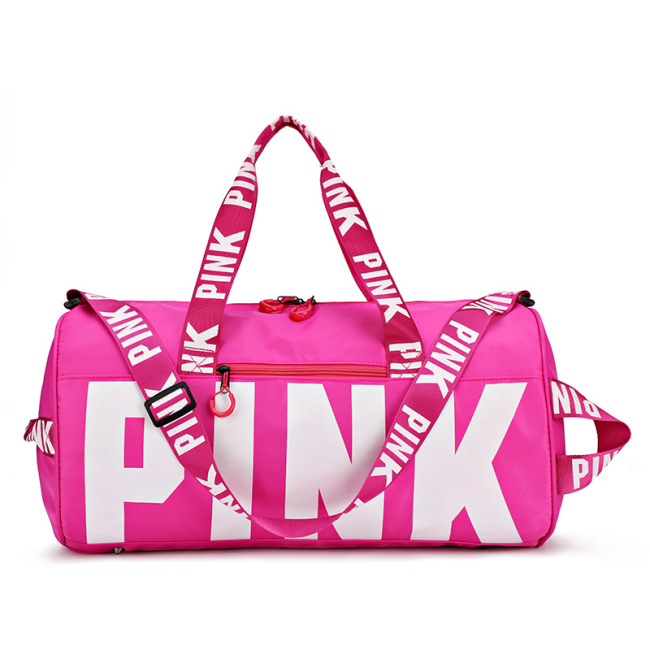 Fashionable Durable Travelling Outdoor Large Pattern 600D  Polyester Pink Duffle Bags