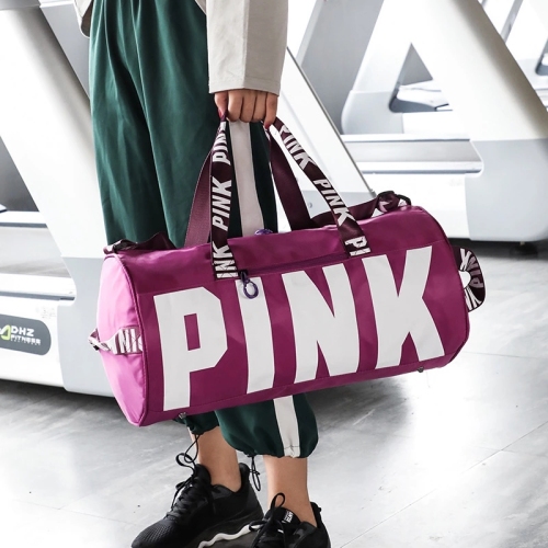 Fashionable Durable Travelling Outdoor Large Pattern 600D  Polyester Pink Duffle Bags