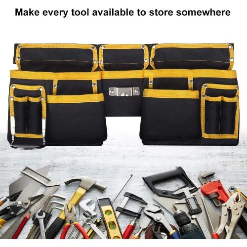 600 denier Heavy Duty Polyester Cloth Multifunctional Waterproof Tool Organizer Bag Black Waist Pouches Tool Belt
