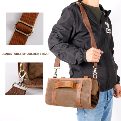 Custom Design 16oz Waxed Canvas Heavy Duty Travel Portable Tool Bartender Kit Bag