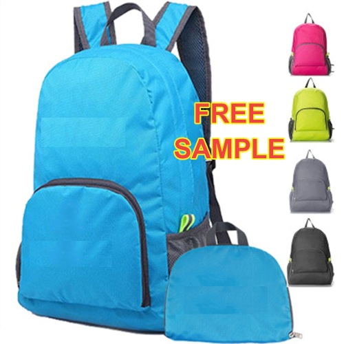 Factory Custom Portable Waterproof 420D Polyester Foldable Backpack Shopping Bag