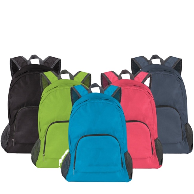 Factory Custom Portable Waterproof 420D Polyester Foldable Backpack Shopping Bag