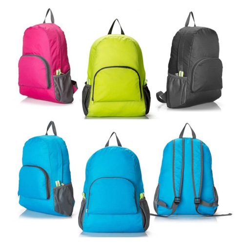 Factory Custom Portable Waterproof 420D Polyester Foldable Backpack Shopping Bag