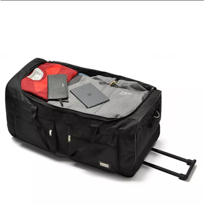 Custom Black Foldable Luggage Bag Travel Trolley Bags With Wheel