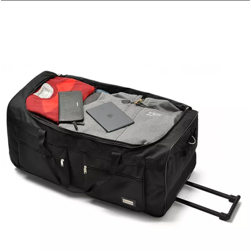 Custom Black Foldable Luggage Bag Travel Trolley Bags With Wheel